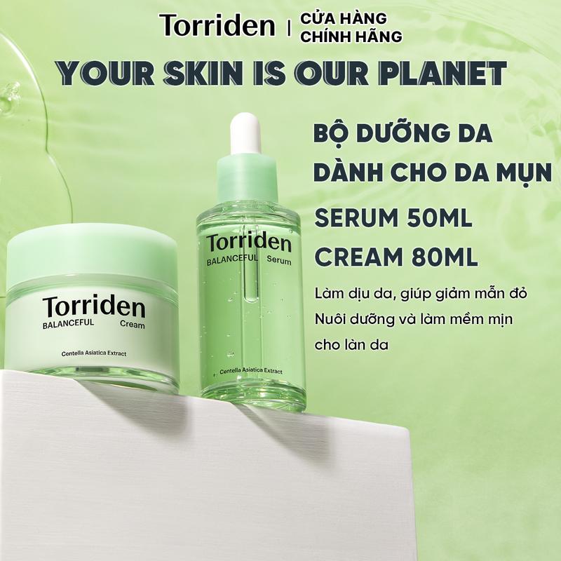   COMBO  Kem Dưỡng Cica 80ml Và Serum Cica 50ml Torriden Hỗ Trợ Làm Dịu Giảm Bã Nhờn  *  