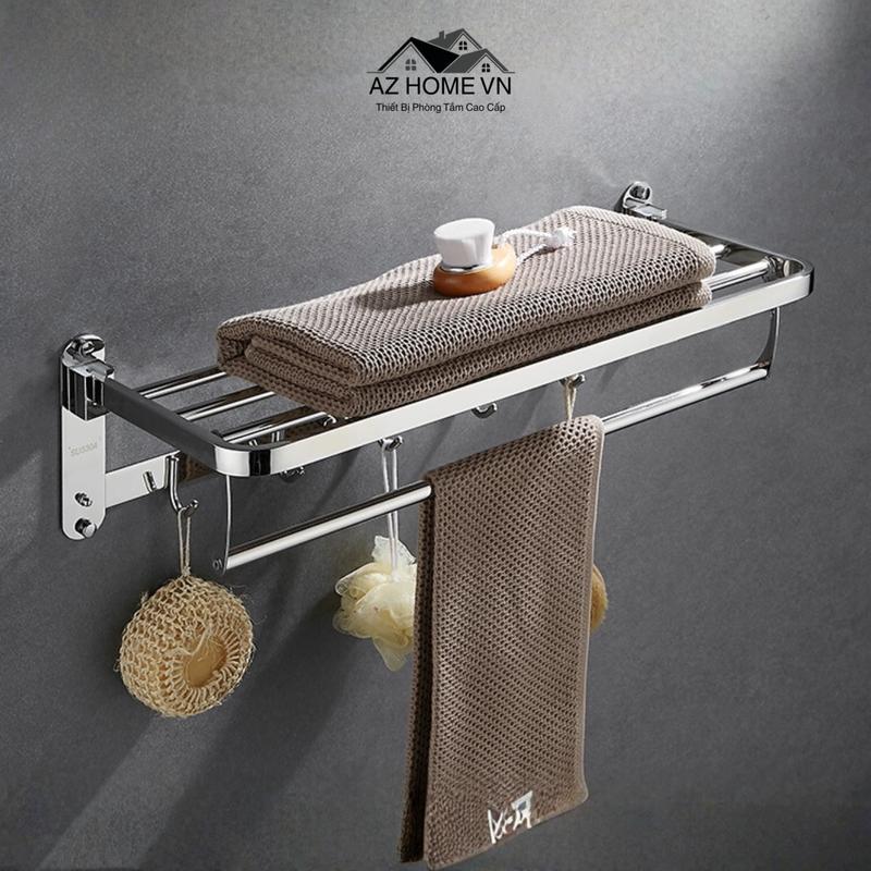 AZ HOME Giá Treo Khăn Nhà Tắm AZ-03 Vắt Khăn Giàn Đa Năng 3 in 1 Inox 304 Chân Đặc Có Móc Treo Chống Gỉ Sét Lắp Đặt Dễ Dàng Kệ Treo Nhà Tắm