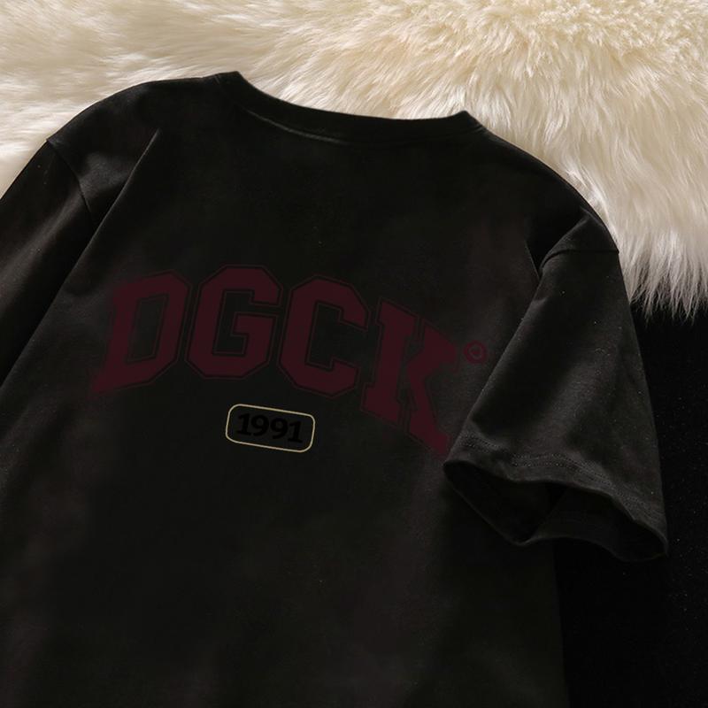 (7 warna) K386 LYBH T-shirt Oversize Hitam(Washed) Wanita Pria Model Regular Unisex Cotton Kaos Letter Print Wanita Hitam Muda Panjang Katun 4