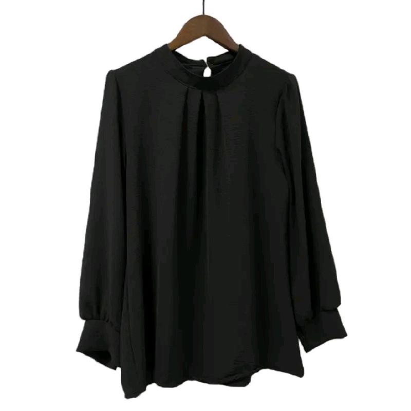 Blus Wanita Crinkle Airflow Kancing Jamur Belakang Modern Ringan Sejuk Nyaman Elegan Anggun Praktis Baju Atasan Dewasa Panjang Cantik Tangan Lembut Unik 1