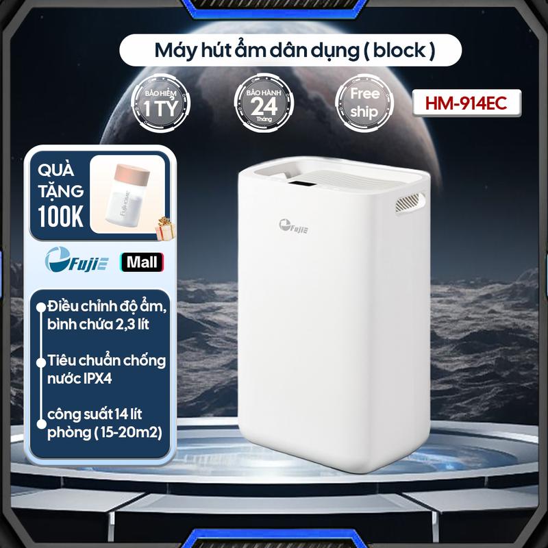   hết quà tặng  Máy hút ẩm lọc Làm Sạch không khí HM-914ECPRO 10-25m2 nhập khẩu FujiE hút ẩm 14 Lít ngày Ionizer diệt khuẩn kết nối Wifi chống nước 