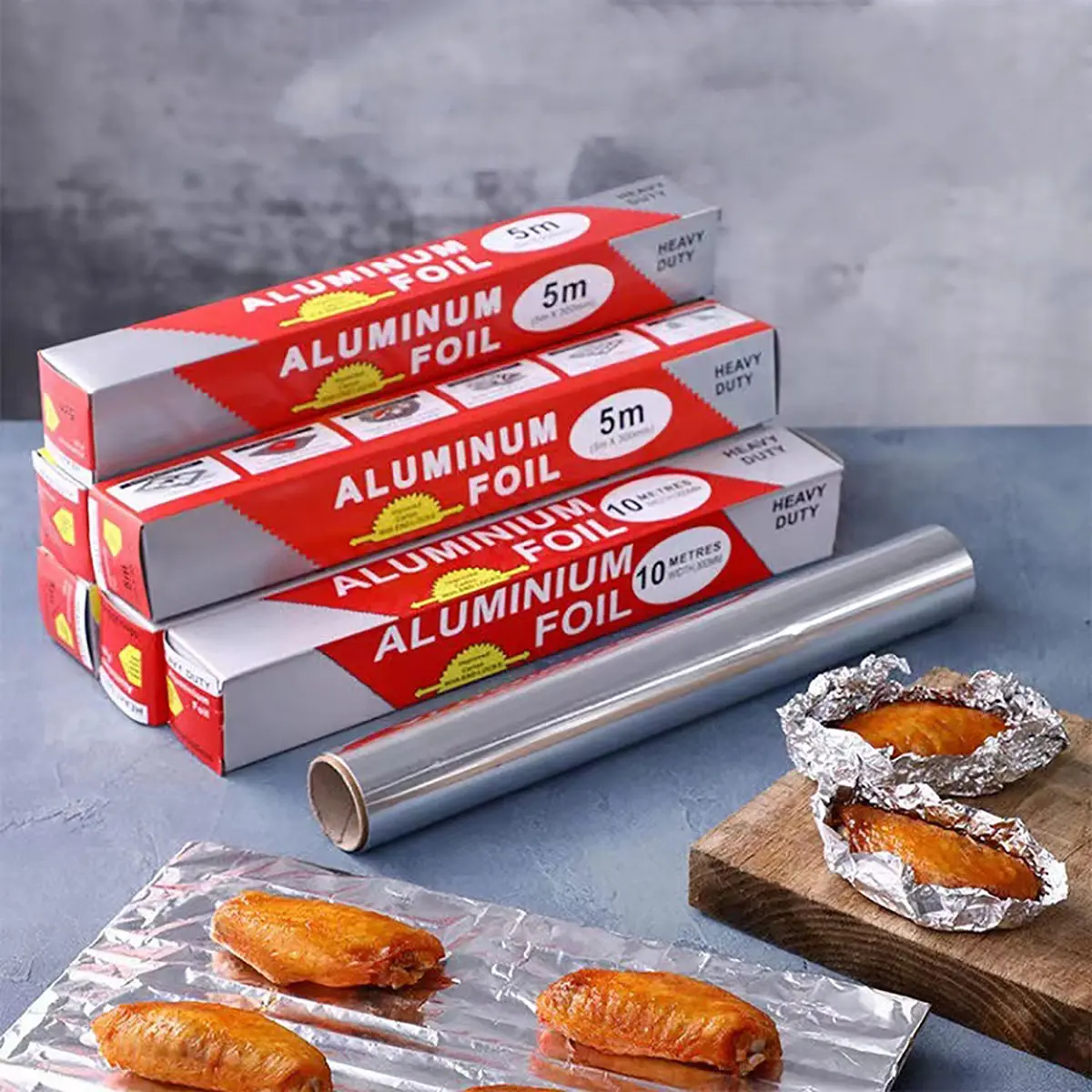 Food Grade 3M/5M/10M/20M Tin Foil Baking Aluminum Foil Oil Paper, Double-sided Oil and Stain Resistant Tin Foil Paper