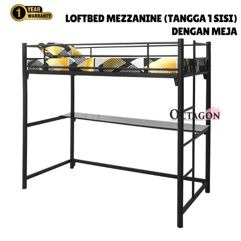 Ranjang Loftbed Besi Ranjang Tingkat Mezzanine Besi Minimalis Knockdown 7