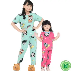 Kiminori ANNE.CP Setelan Baju Anak Perempuan Lengan Pendek Motif Karakter Kartun Lucu & Nyaman Fashion
