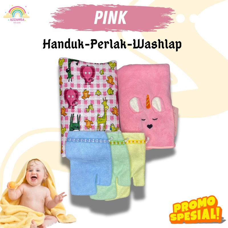 PAKET HEMAT HANDUK, PERLAK PLUS WASHLAP TANGAN BAYI Baru lahir Cewek Cowok Laki Laki Perempuan 5