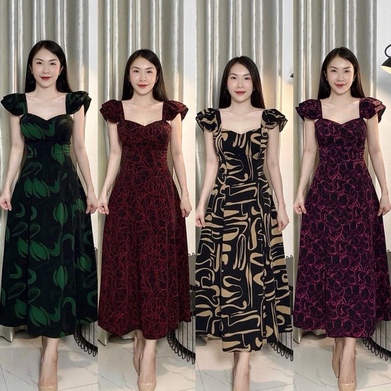  Đầm thiết kế cánh tiên cổ tim cúp ngực size 45-90kg tôn dáng che khuyết điểm chất lụa mango mát không nhăn mặc ở nhà đi chơi đi biển đều xinh Đỏ 