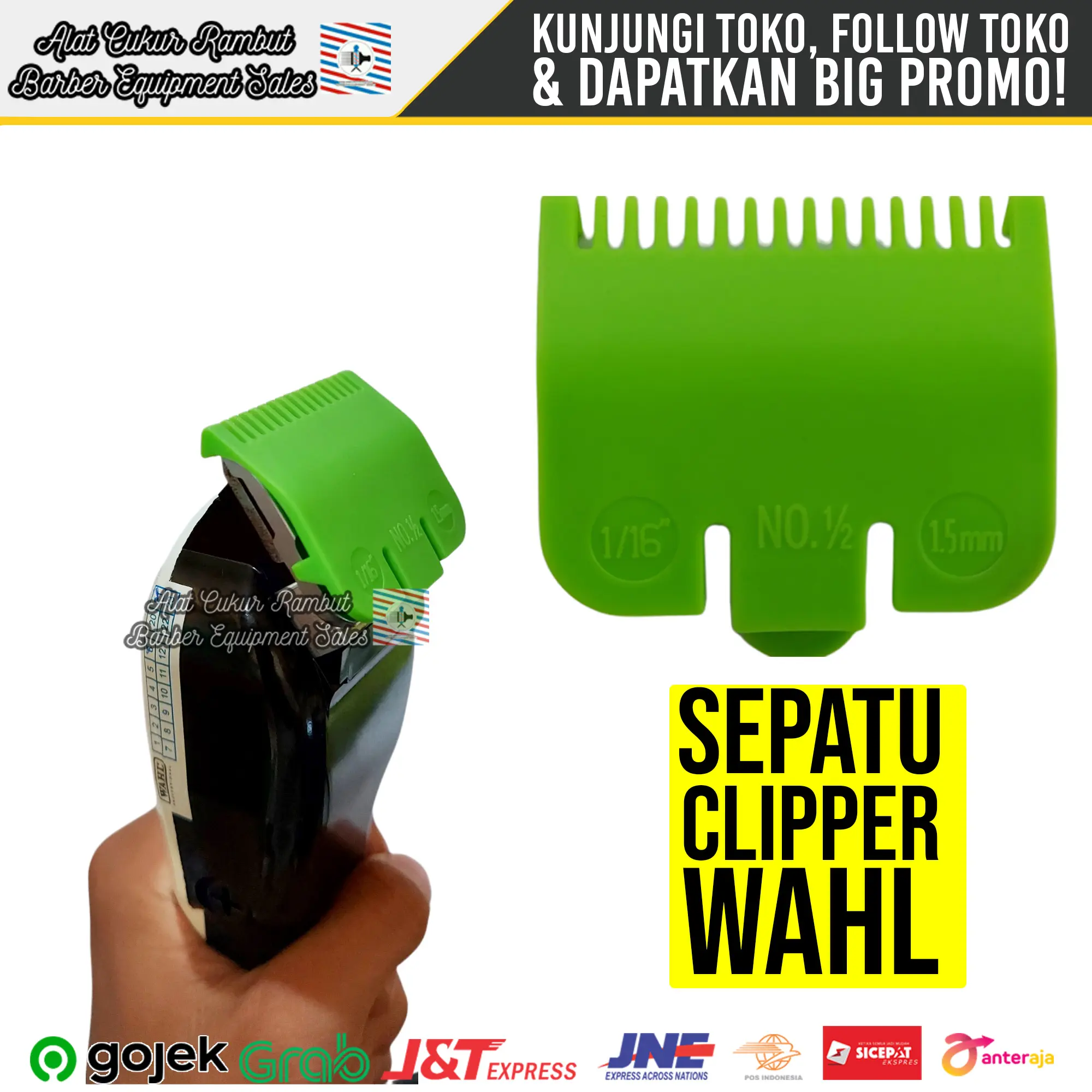 Sepatu Clipper Kliper WAHL 0.5 Ukuran Setengah Alat Cukur Rambut Guide Comb