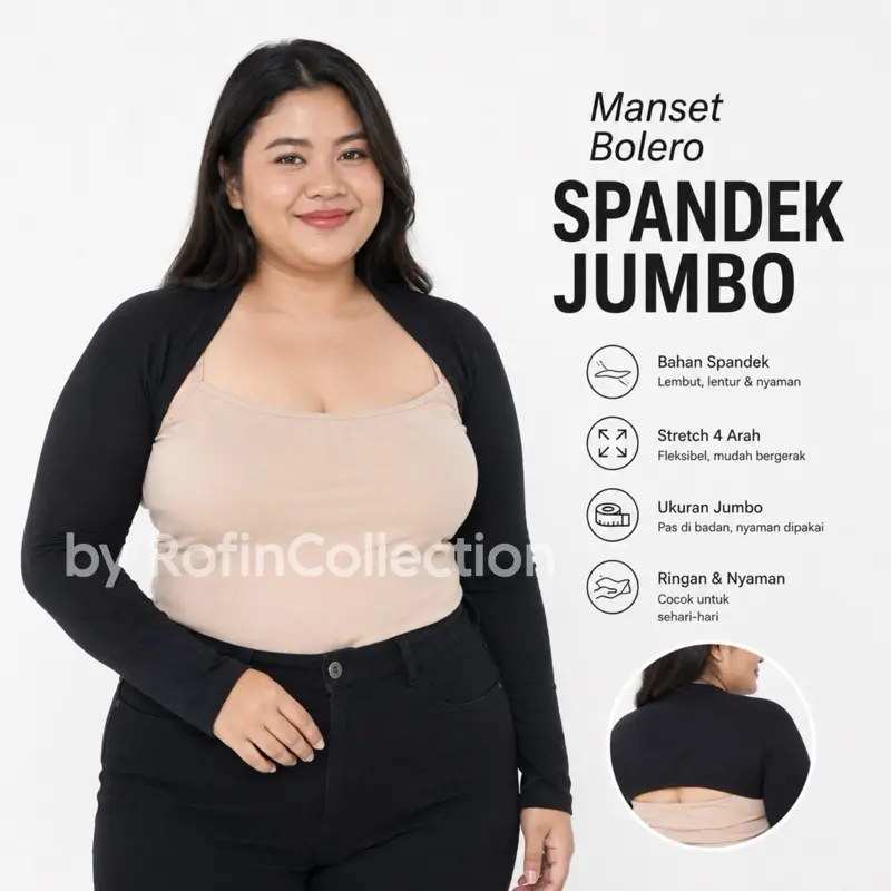 MANSET TANGAN SAMBUNG BALERO JUMBO BAHAN SPANDEK