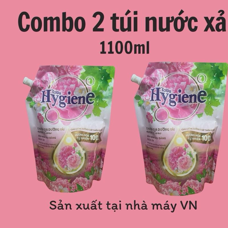   Combo 2 túi  Nước xả vải Hygiene Thái Lan HỒNG đậm đặc siêu thơm tự nhiên Làm Sạch 