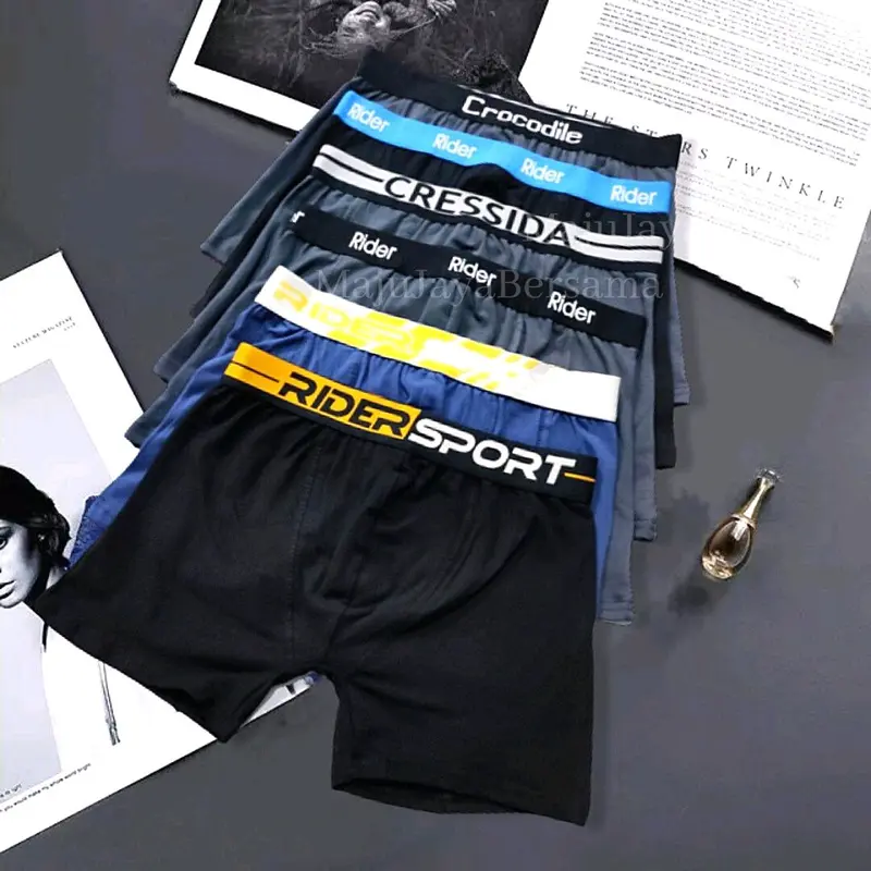 Celana dalam pria isi 6 pcs Katun Karet Motif Boxer Dewasa Nyaman 4