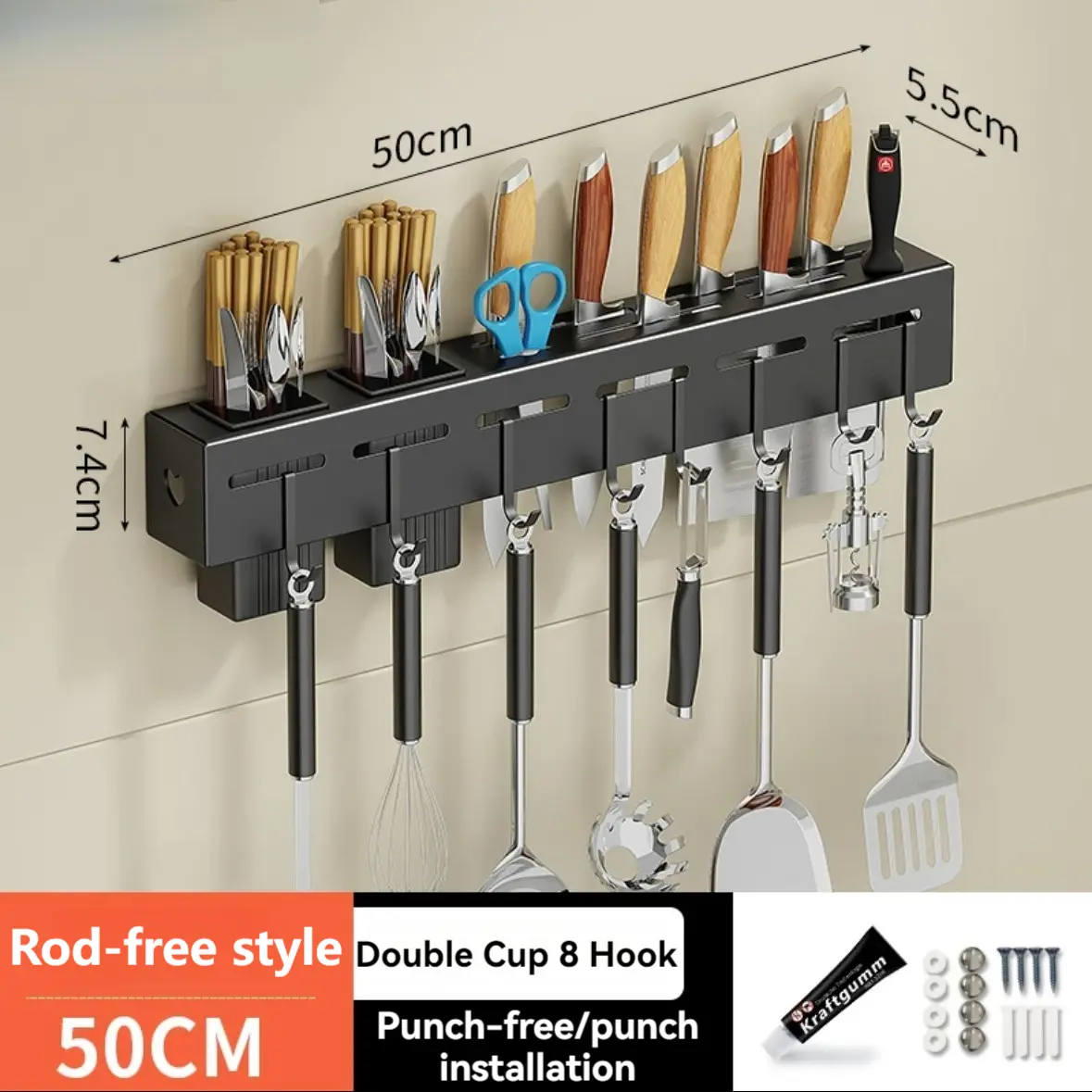 Rust resistant and durable stainless steel knife holder for storing kitchen chopsticks