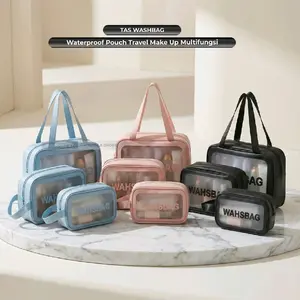 Wasbag Transparan Tas Washbag Waterproof Pouch Travel Make Up Multifungsi untuk Perjalanan dan Makeup inisial