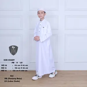 Jubah Gamis Anak Tanggung "HUSEIN" Lengan Panjang  Usia 10-16 Tahun FREE PECI