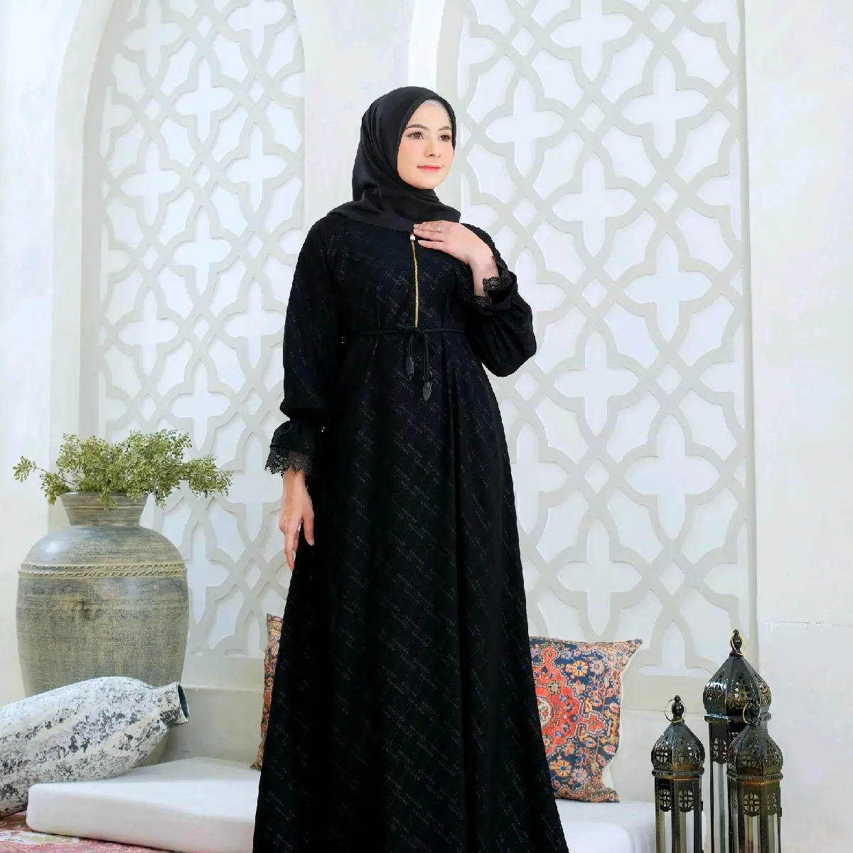 Abaya talitha by Maja Collection Gamis Wanita Hitam Cantik Embos