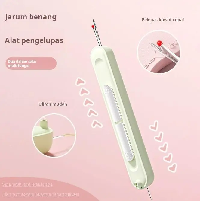 Alat Bantu Pasang Benang Jarum Jahit 2in1Needle Threader Warna Abu