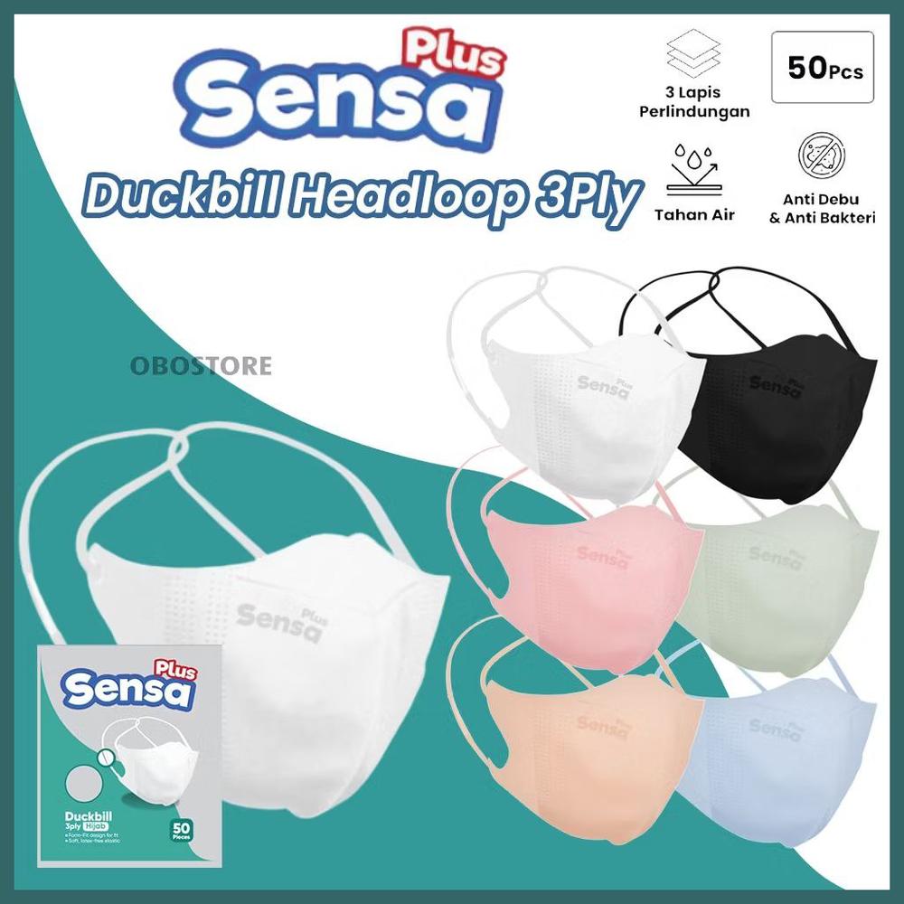 MASKER DUCKBILL HIJAB SENSA PLUS 3 PLY 1 PACK ISI 50PCS part 2 - D Hijab Sensa+ 3ply hitam