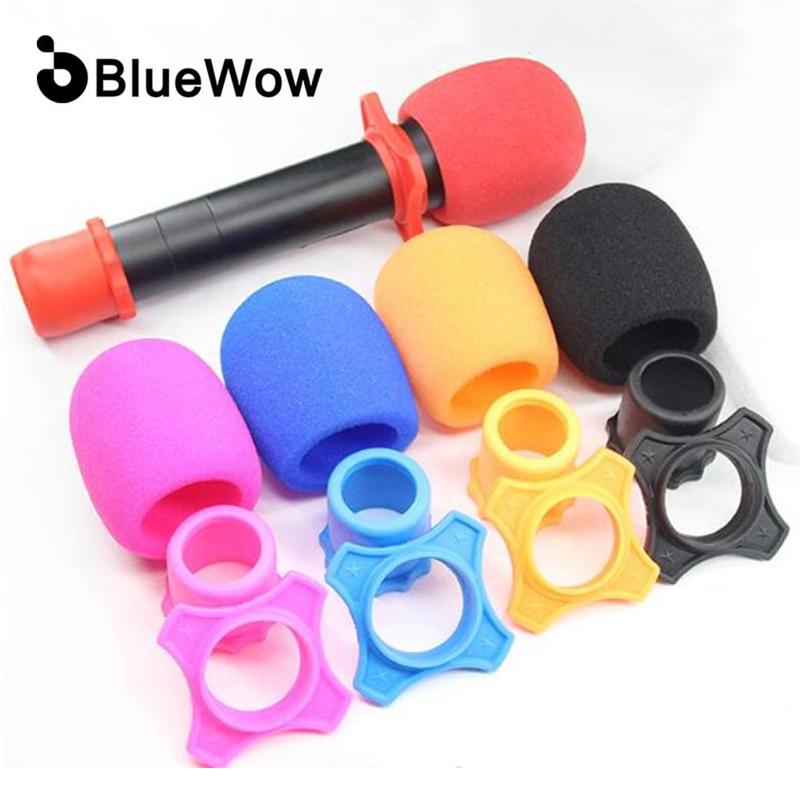 BlueWow-Vỏ Micro KTV / Home, Cầm Tay, Không Dây, Kính Chắn Gió, Xốp, Bảo Vệ Mic Chống Lăn, Vòng Silicon, Giá Đỡ Tay Áo Thanh Dưới Cho Thiết Bị KTV DJ
