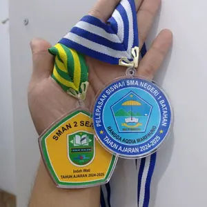 Medali Wisuda Kelulusan Custom Desain 2 sisi depan belakang