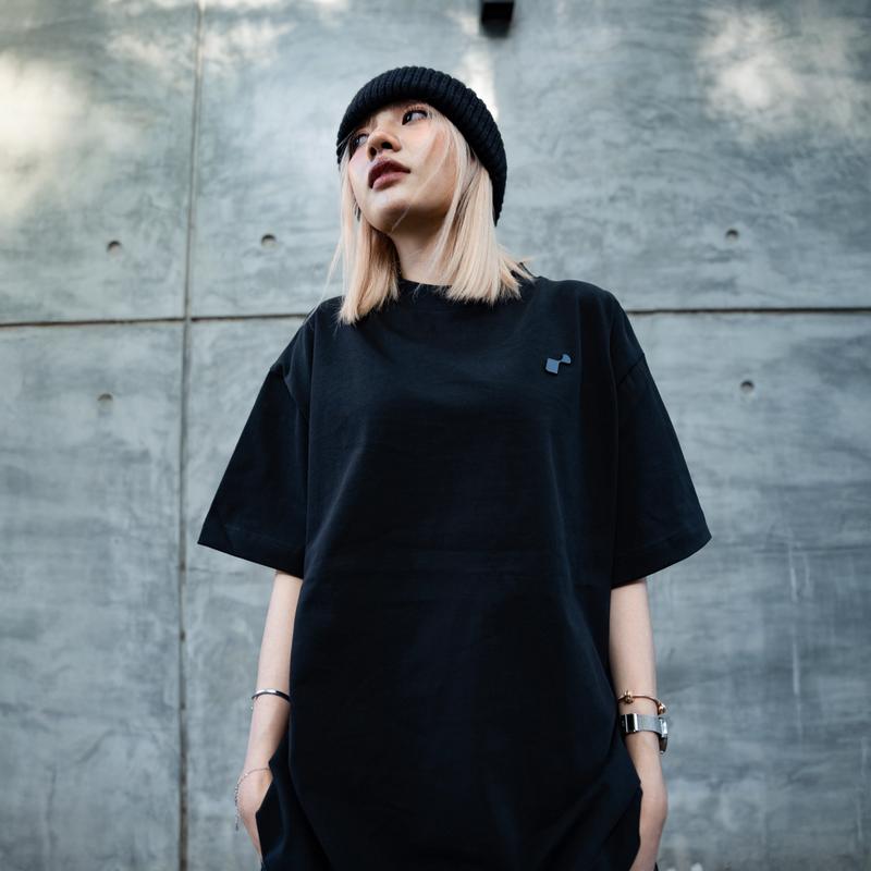 ROSS STUDIO - Áo Thun Basic Đen Cotton 280gsm Logo Kim Loại - R IC BLACK 8