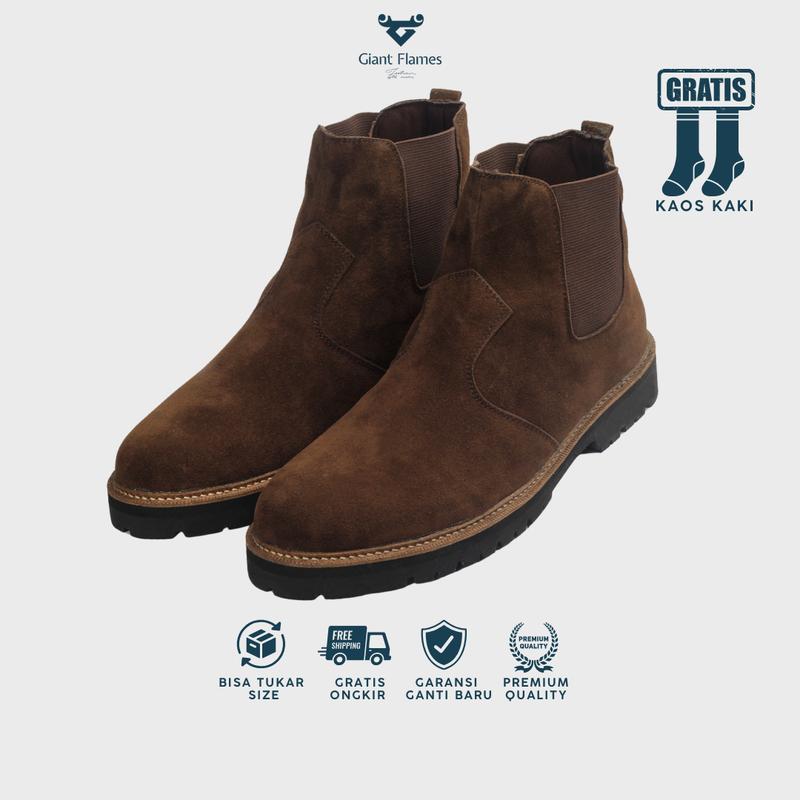Giant Flames - Sepatu Boots Pria Chelsea Boots Adventure Riding Axel Darkbrown 0