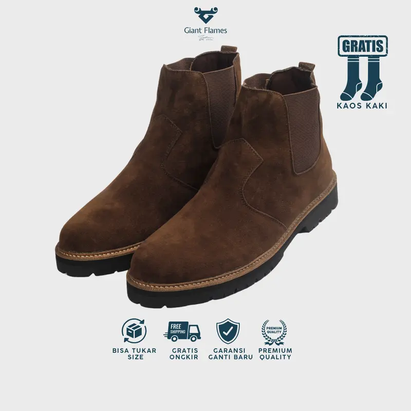 Giant Flames - Sepatu Boots Pria Chelsea Boots Adventure Riding Axel Darkbrown 0