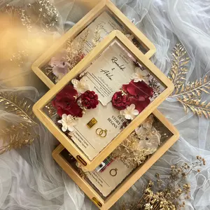 Frame Mahar Pernikahan Freesia Double Akrilik Transparan Mahar Acrylic Size 35x25 cm