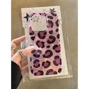 Mewah Keren Leopard Ripple Luster Case HP Untuk IPhone 15 13 11 16 12 14 Pro Max XR 7Plus 8Plus 15 7 14 8 Plus XS X Max SE 2022 Busana Busur Mutiara Soft Cover