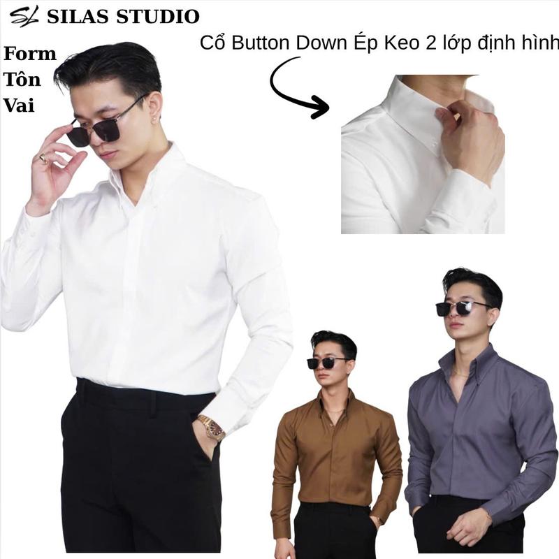   Bản Nâng Cấp - Deal Mở Bán  Áo Somi SILAS Logann Button Down Ver2 Tay Dài Nam Cotton Chéo Giấu Cúc Chiết Eo Tôn Vai - ASL26B 