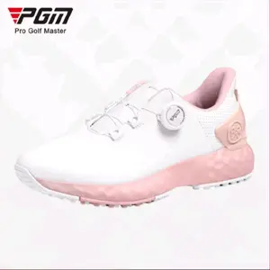 PGM Sepatu Golf Wanita XZ365 Microfiber Leather BOA Knob Cushioned Comfortable Waterproof Anti Air Anti Slip Plaid Style Midsole Design
