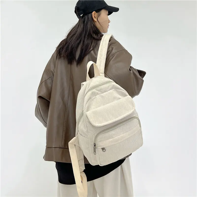OneBear Tas Ransel Serbaguna Tas Ransel Corduroy multifungsi Wanita Terbaru Backpack Cewek full Korean Style tas ransel sekolah cewek LM23 1
