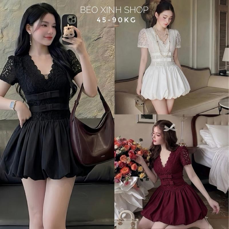 Váy Dự Tiệc Thiết Kế Dáng Ngắn Tiểu Thư Phối Cổ Tim (Vải Ren Cao Cấp) Thanh Lịch Sang Trọng Cho Các Nàng Bigsize 40–90kg Thời Trang Nữ Béo Xinh Shop - A.1718