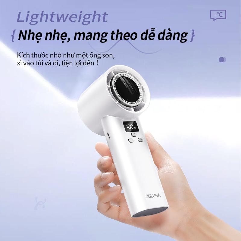  Quạt Turbo Siêu Tốc Cầm Tay ZOLURA Dung Lượng 5000mAh Có Điều Chỉnh Màn Hình LED Cầm Tay Mini Quạt Mini 
