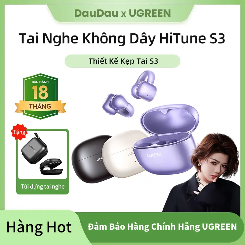 【DauDau】tai nghe không dây UGREEN HiTune S3, tai nghe Bluetooth 5.4, thiết kế kẹp tai, tai nghe mở, âm thanh, cuộc gọi thoại HD tích hợp, giảm tiếng ồn [Free Gift] Hộp đựng tai nghe miễn phí