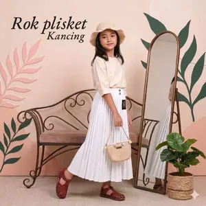 ROK PLISKET KANCING ANAK PEREMPUAN USIAH 4-14 TAHUN / ROK HAYGET PLISKET  / ROK MUSLIM ANAK / ROK MENGAJI / BAWAHAN ANAK SANTRI Fashion
