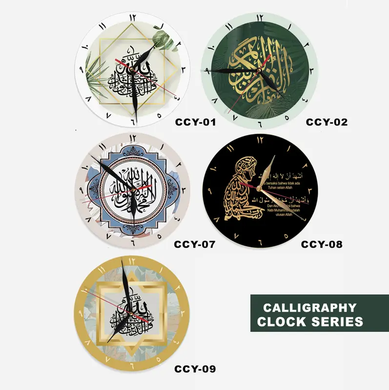 Jam dinding minimalis Burung merak mewah wall clock Vintage Kekinian Jam Kayu estetik kaligrafi 8