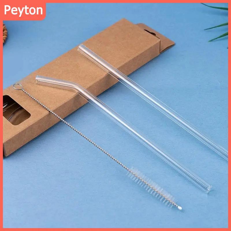 ống hút thủy tinh có thể sử dụng nhiều lần bộ borosilicate cao ly cocktail smoothie rơm thân thiện với môi trường lành mạnh ống hút với bàn chải làm sạch