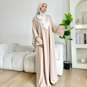 Qudsiyyah Mecca Abaya Bahan Cooltech Anti UV Gamis Muslim Abaya Daily Style Umrah Busui Friendly Resleting Depan Lengan Terompet