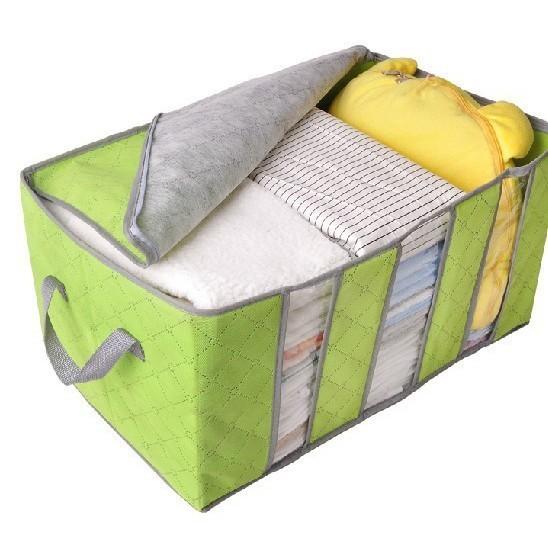 ABS Tempat Penyimpanan Bed Cover Bamboo Storage Box Organizer Bag Kotak Penyimpanan Baju Selimut Dan Sprey Jumbo Serbaguna 6