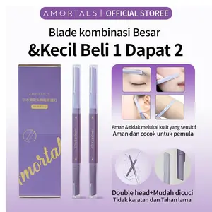 AMORTALS cukur alis anti karat anti goresanti luka 2in1｜unisex pria wanita｜Aman dan cocok untuk pemula ｜dua mata pisau tajam｜perawatan alis｜beauty care gunting alis｜pinset, pisau cukur alis｜Pisau cukur alis serbaguna – bisa untuk seluruh wajah