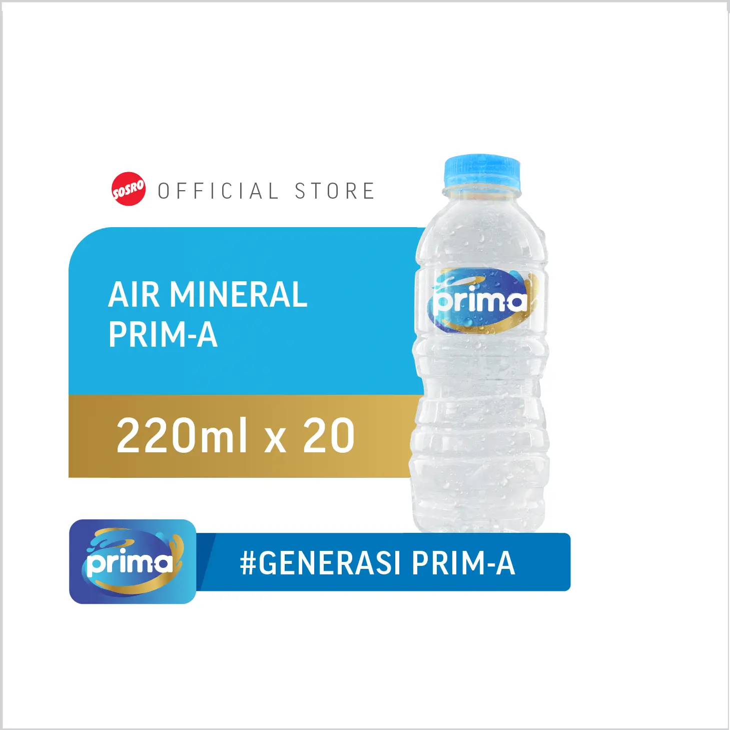 Prim-A Botol Air Mineral 220ml x 20pcs , 1 karton isi 20pcs