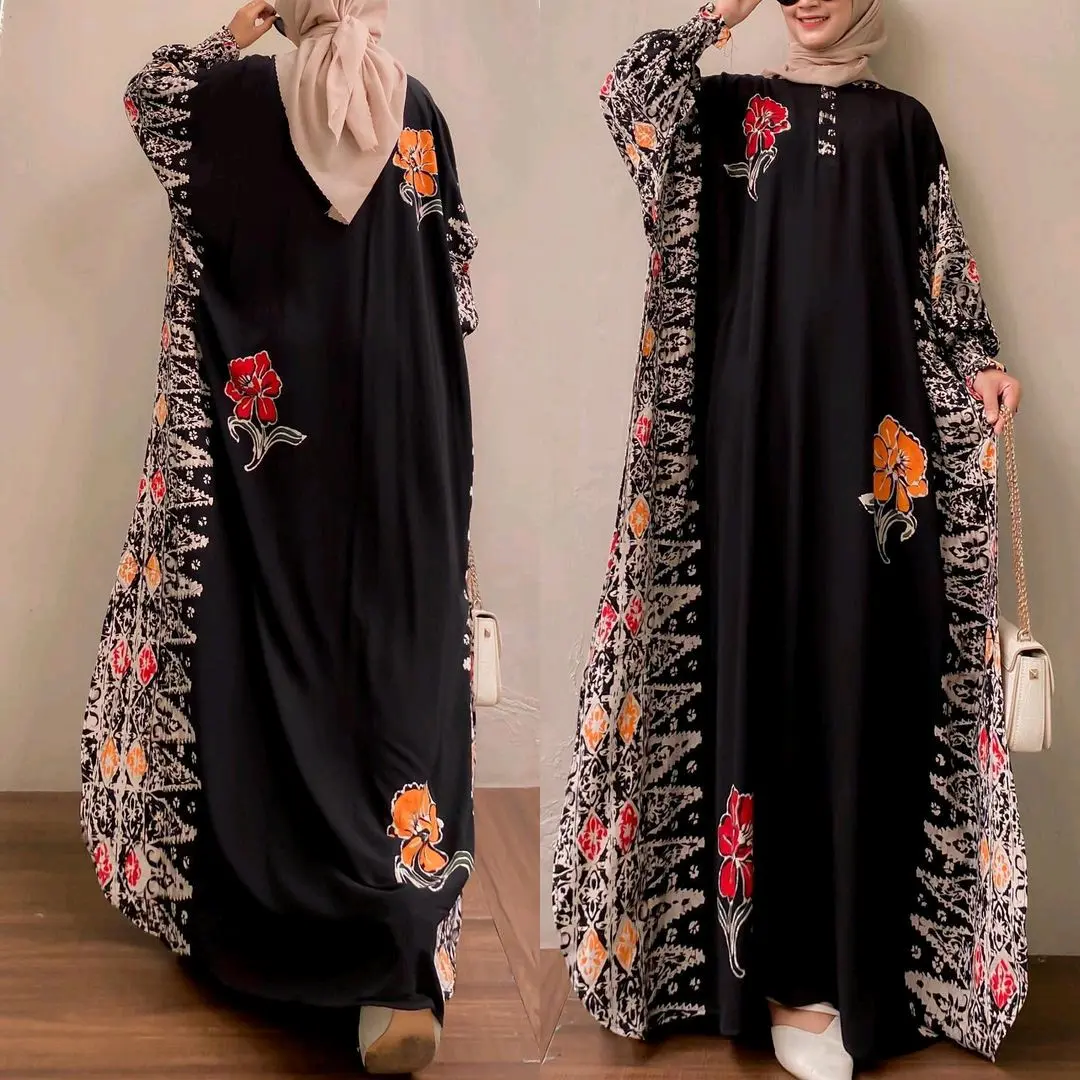 Gamis Kaftan Lebaran - Batik Cap Rayon Super Busui Friendly Jumbo Kaftan Cantik Kaftan Murah Kaftan Wanita Kaftan Modern Kaftan Ramadhan By Batik Cincaro viral outfit muslimah Daster atau maxi satin twill vanya hitam gaun lowo Premium