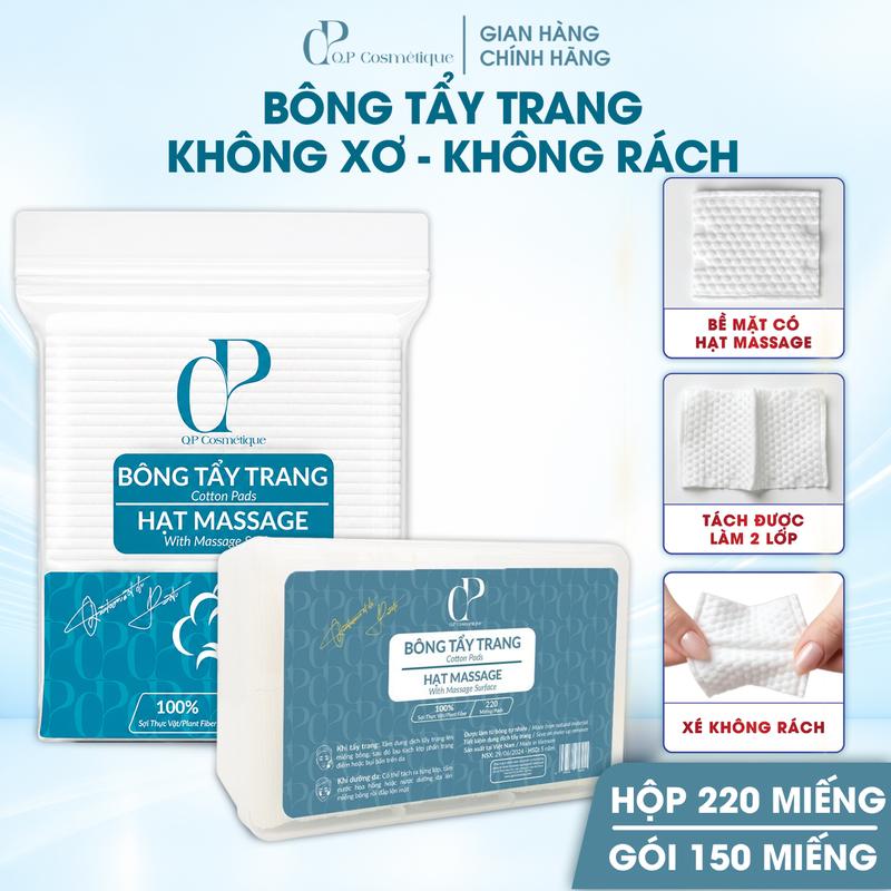 Bông Tẩy Trang Quốc Dân Ép Định Hình Q.P Cosmétique Không Xơ Rách, Hạt Massage…