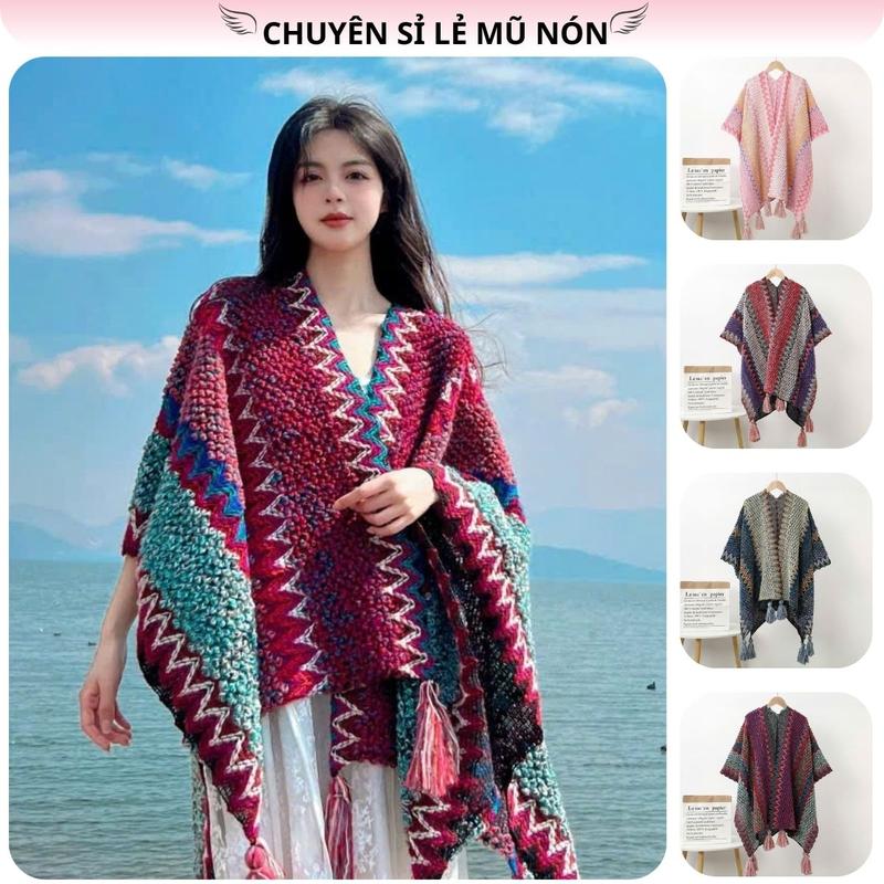 Khăn áo choàng thổ cẩm nhiều màu,phong cách Tây tạng cho nam và nữ Hoa Quàng Cổ Khăn Choàng Len Voan Voi Choàng Cổ