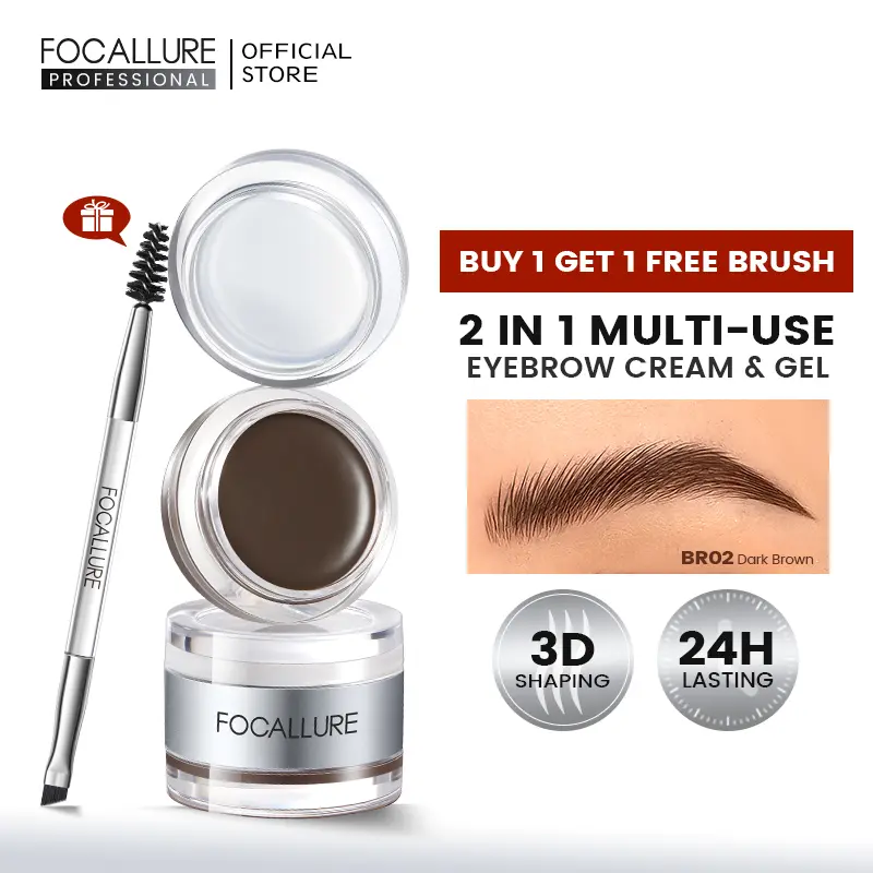FOCALLURE Pro-shape Duo 2-in-1 Eyebrow Cream & Gel 3D