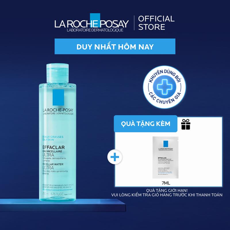 Nước làm sạch sâu và tẩy trang dành cho da mụn, da dầu nhạy cảm La Roche-Posay Effaclar Micellar Water 200ml