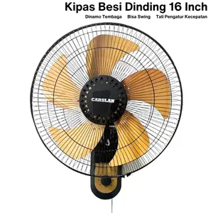 Kipas Dinding Besi Tornado JUMBO 16 Inch Alumunium Emas Timer Kuningan Bergaransi
