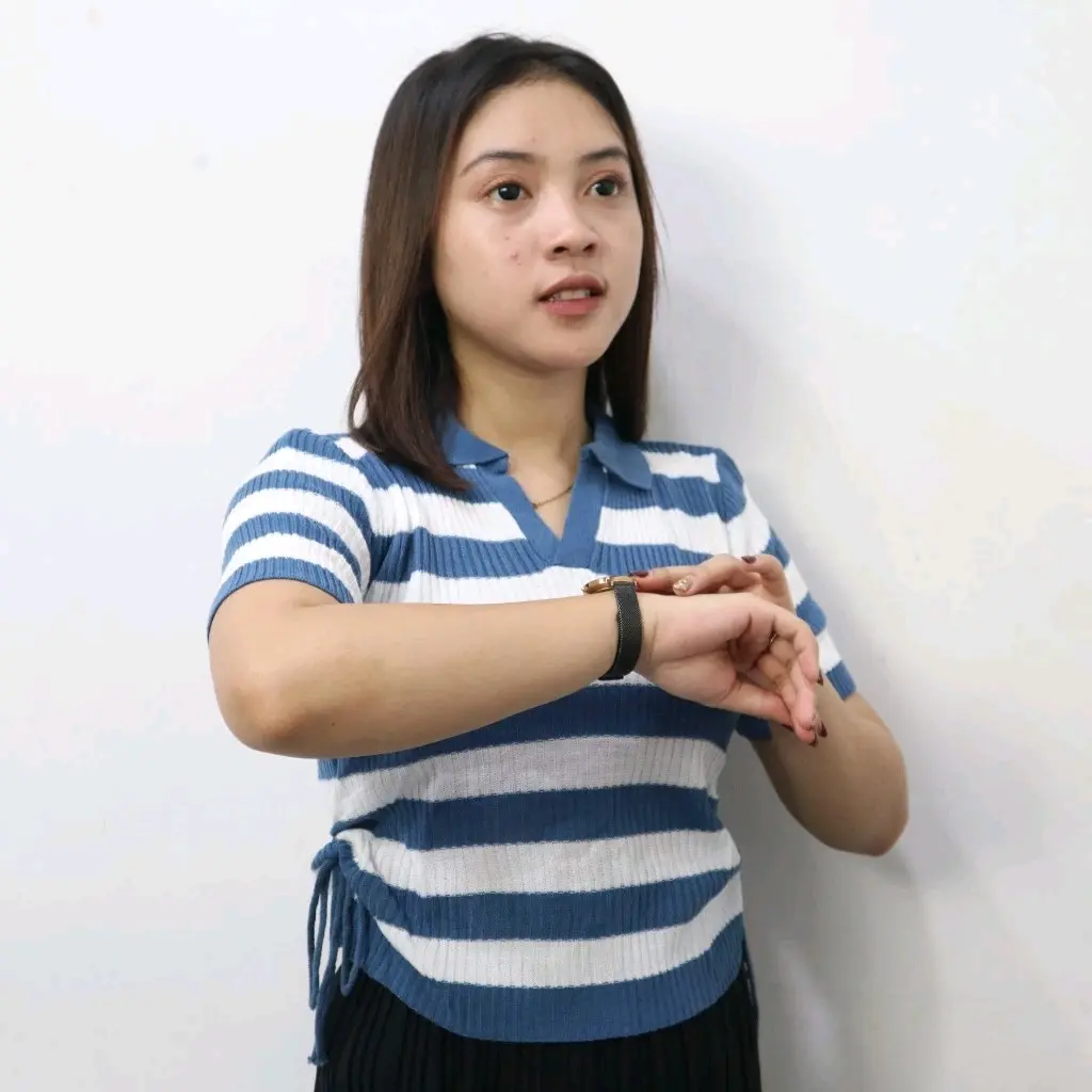 Baju Sweater Rajut Polo Lengan Pendek Salur