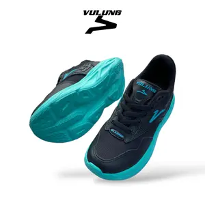 Vulung Sepatu Olahraga Pria Wanita Vulung Blazing Sneakers Hitam dengan Sole Biru Tahan Lama