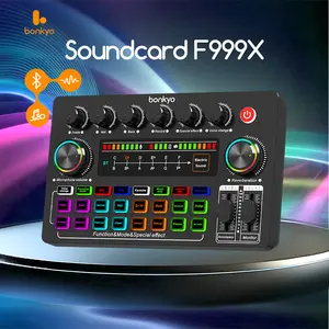 Bonkyo F999X sound card 5V: LED Touchscreen, Efek Terbaru untuk Penyanyi TikTok & Streamer Live