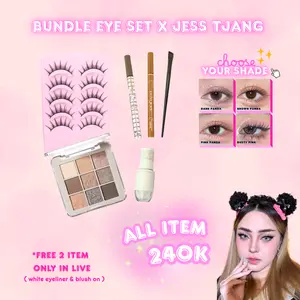 [PAKET EYE SET] X JESS_TJANG Paket lengkap bagian mata 7 IN 1 eyeliner | glitter | eyelash | eyeshadow | brush